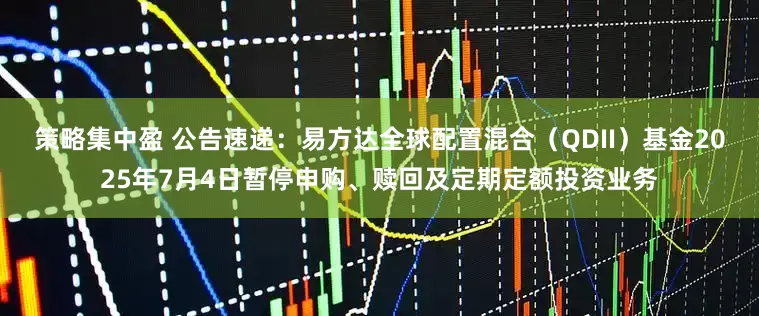 策略集中盈 公告速递：易方达全球配置混合（QDII）基金2025年7月4日暂停申购、赎回及定期定额投资业务