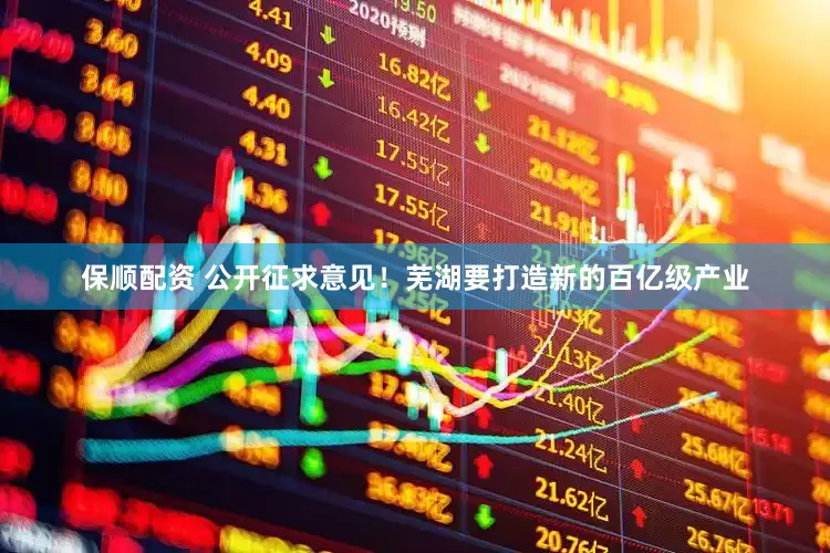 保顺配资 公开征求意见！芜湖要打造新的百亿级产业